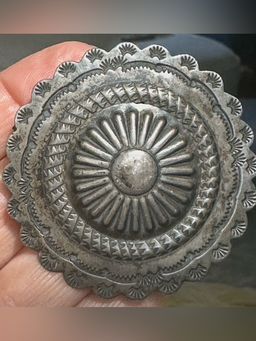 DUANE HOPPER STERLING REPOUSSE CONCHO BUCKLE AND BELT From BUFFALO DANCER STUDIO - Picture 2 of 9